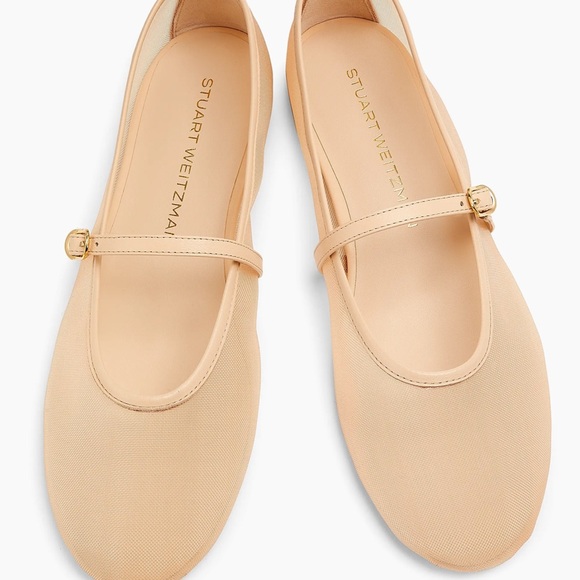 NWT Stuart Weitzman Bare It All Mesh & Leather Flats In Beige Size 10.5 - Picture 4 of 6